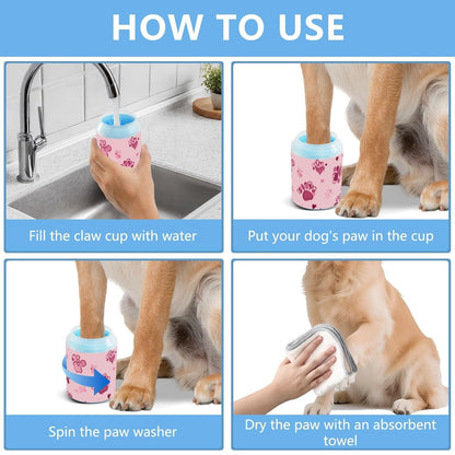 Dog Paw Cleaner Cups for Dogs Pet Foot Washer Paw Scrubber for Medium Small Dogs Cats Cleaning Cup Cute Yellow Fiesta Guitars Cacti and Ethnic Birds