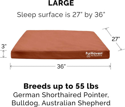 Furhaven Replacement Dog Bed Cover Water-Resistant Indoor/Outdoor Logo Print Oxford Polycanvas Mattress, Washable - Chestnut, Large