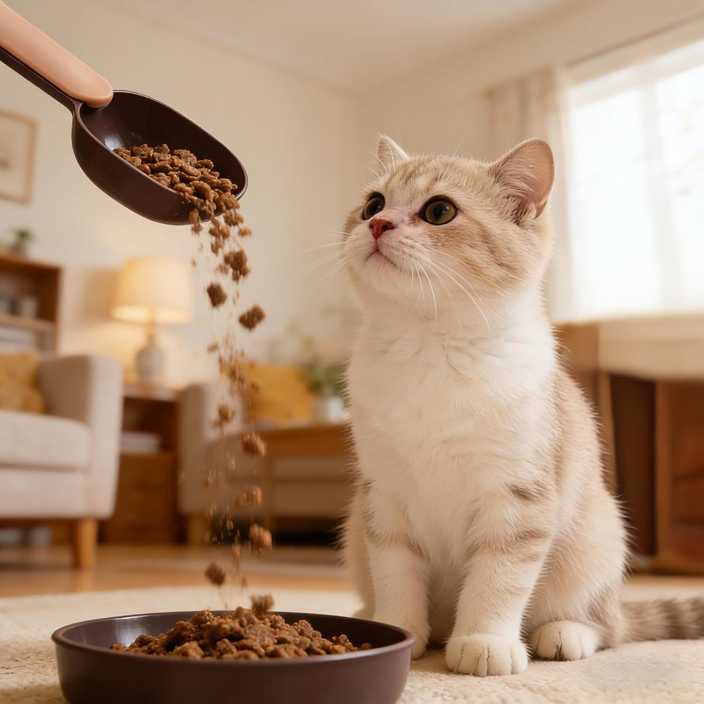 Dog Food Scoop with Clip, Food Spoon for Dogs and Cats, Convenient Pet Food, Cup Measuring Scoop, Durable Pet Food Spoon, Long Handle for Easy Scooping