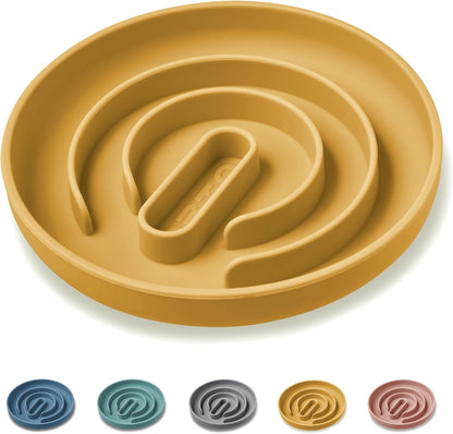 OHMO Slow Feeder Dog& Cat Bowl, Silicone Puppy Cat Food Bowl with Anti-Slip Suction Cup Slow Down Small Dogs Eating, Anti Choking (S-Tree of Life,Sage Green)