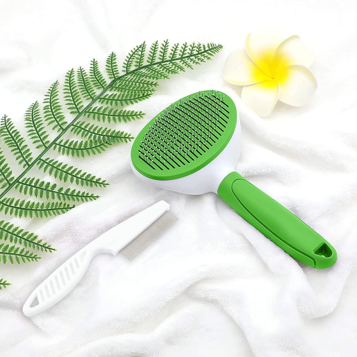 Cat Brushes for Indoor Cats, Dog Brush for Shedding with Metal Cat Comb, Self Cleaning Pet Hair Brush with Release Button for Grooming Kitten(Pink)