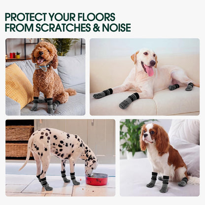 Kuoser Non Slip Dog Socks for Hardwood Floors, Dog Grippy Socks with Double-Sided Traction, Anti Slip Dogs Booties Paw Protectors to Prevent Licking Paws for Small Medium Large Senior Dogs, 4 Pack-M