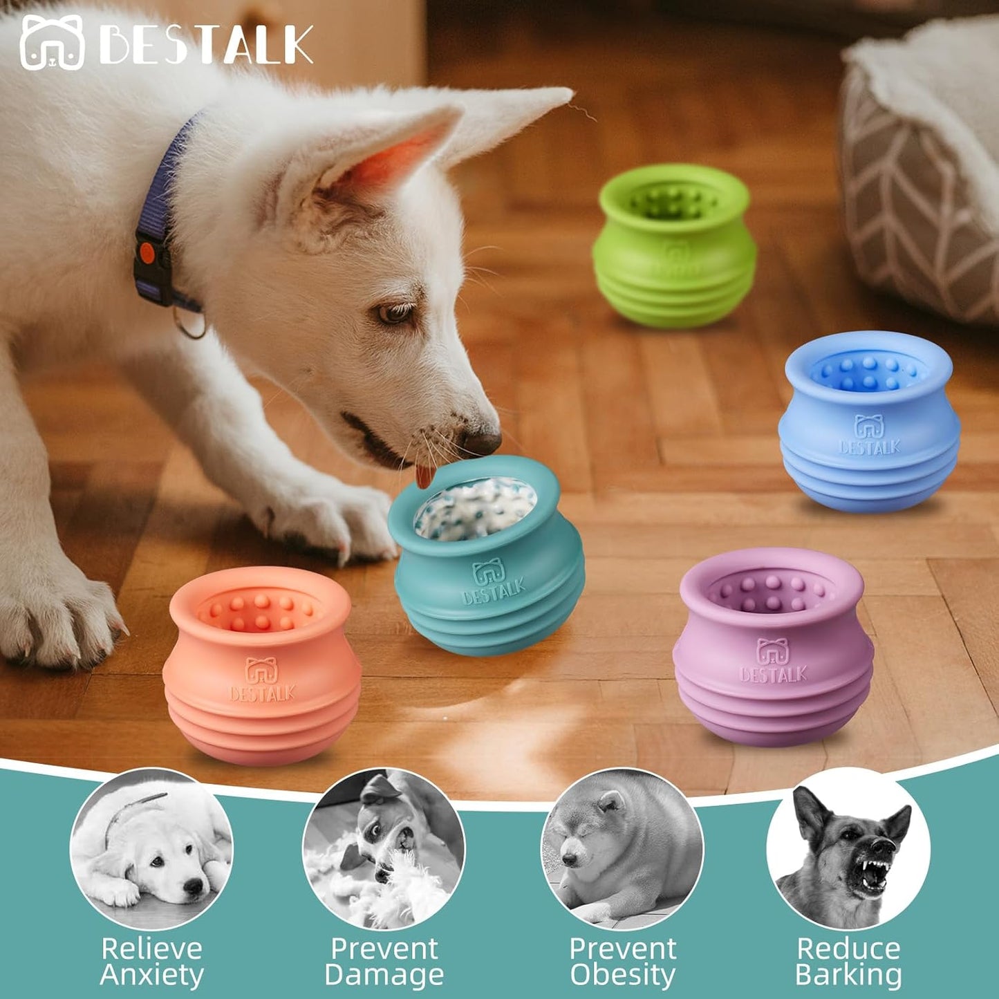 Dog Enrichment Treat Toy, Long-Lasting Wobbly Interactive Freeze Lick Toys for Dogs, Stuffable Puzzle Feeder Toy for Boredom, Silicone Treat Dispensing Chew Toy (Baby Blue,S)