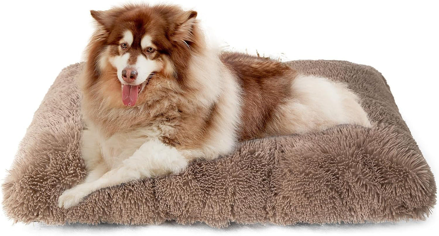 EHEYCIGA Fluffy Dog Crate Bed for Medium Dogs, Plush Faux Fur Crate Pad, Calming Anti Anxiety Medium Dog Bed, Washable Soft Warm Crate Mat with Non-Slip Bottom