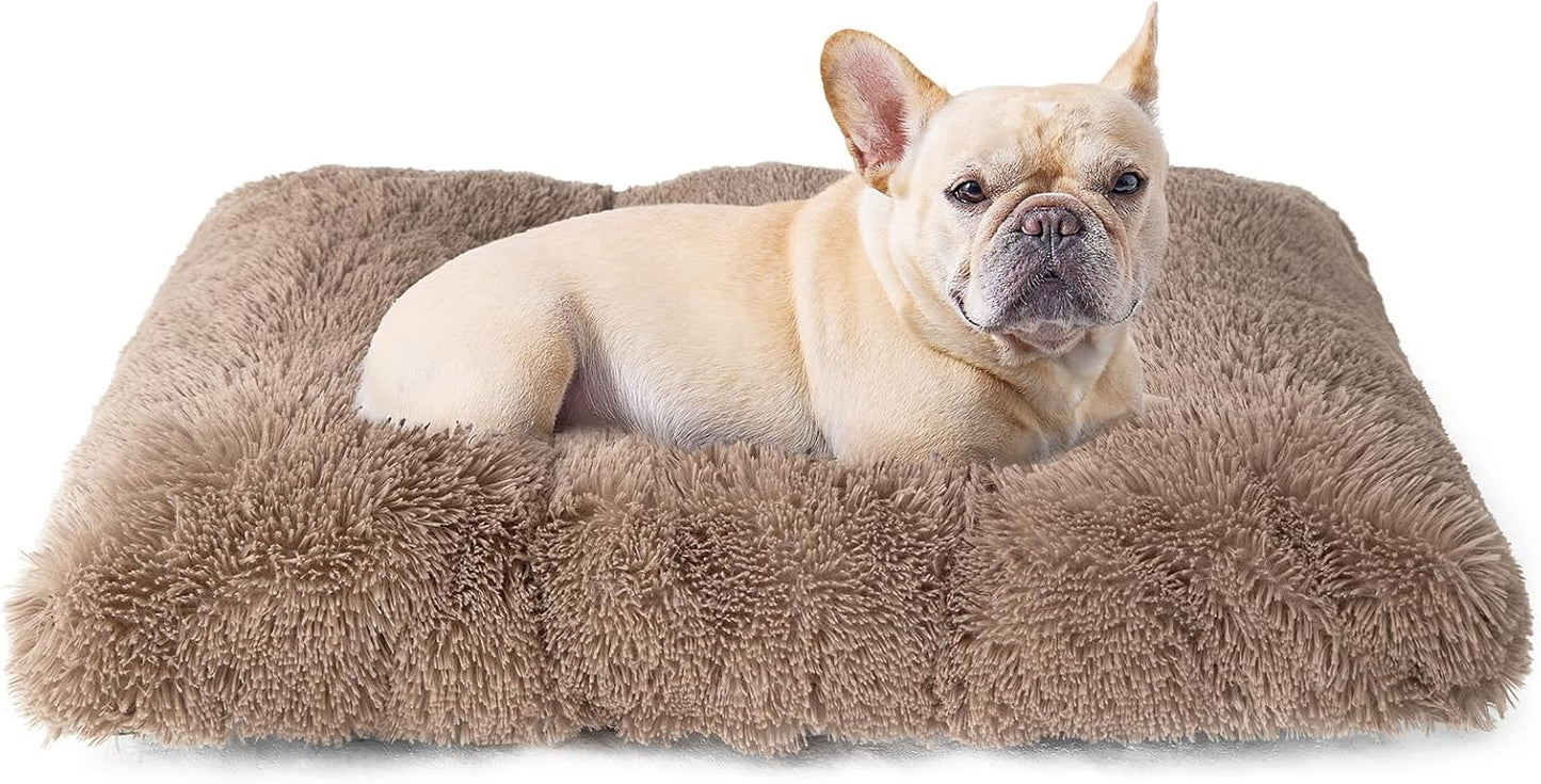 EHEYCIGA Fluffy Dog Crate Bed for Medium Dogs, Plush Faux Fur Crate Pad, Calming Anti Anxiety Medium Dog Bed, Washable Soft Warm Crate Mat with Non-Slip Bottom