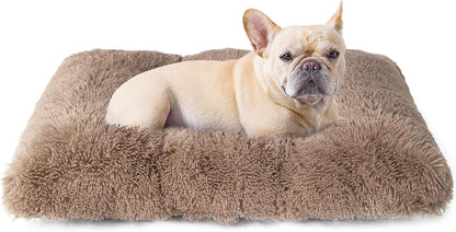 EHEYCIGA Fluffy Dog Crate Bed for Medium Dogs, Plush Faux Fur Crate Pad, Calming Anti Anxiety Medium Dog Bed, Washable Soft Warm Crate Mat with Non-Slip Bottom