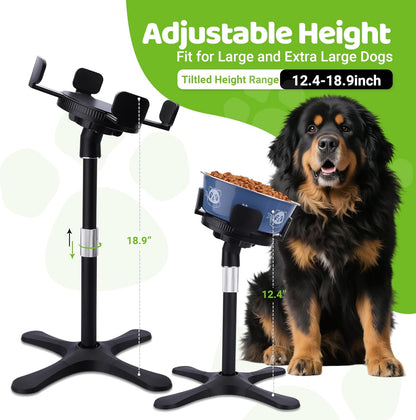 Dog Bowls Elevated Adjustable Stand, Raised Bowl with 3 Heights & Tilted Feeding Stand, Compatible with Various Bowls, for Medium & Large Breeds (1 Pack) Black