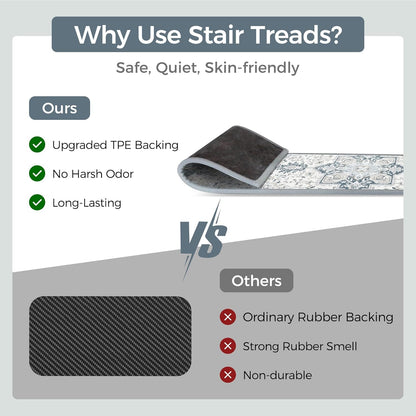 sarben Non Slip Stair Treads for Wooden Steps 15PCS - 8"x30" Indoor Safety Carpet, Edging Mats with TPE Adhesive Backing, Pet and Elderly Friendly Stair Rugs (Taupe) - Colors A