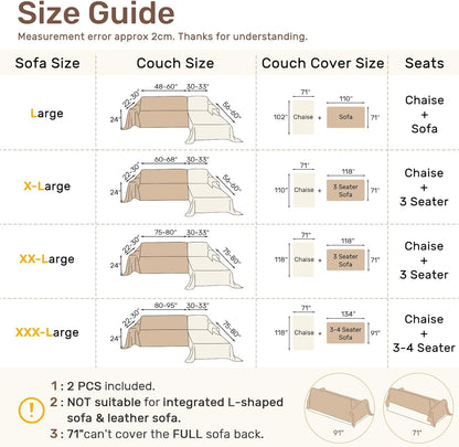 Sectional Couch Covers, 2 Pieces Washable L Shaped Couch Covers Sofa Blanket for Dogs Pet Friendly Sectional Sofa Slipcovers Furniture Covers,71"x 110"+ 71"x 118",(X-Large,Dark Gray)