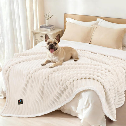 Luciphia Waterproof Dog Blanket for Large Dogs Ultra-Soft Calming Cut Pile Flannel Throw Durable & Warm Furniture Protection for Couch Bed Pet Blanket Machine Washable Stone Gray,L(65''x57'')