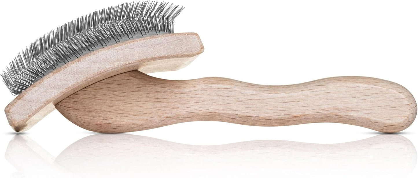 Chris Christensen Mark III Slicker Brush for Dogs, 12mm Pins, Groom Like a Pro, Handcrafted Lightweight Beechwood Ergonomic Handle, Stainless Steel Pins, A5III Medium. Made in Germany.