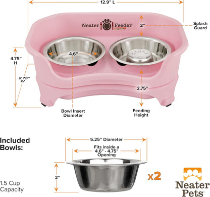 Neater Feeder Express Mess Proof Dog Bowls Elevated for Small Breeds under 15 Lb, Made in USA, No Spill Raised Dog Food Bowl Stand, Stainless Steel Food and Water Bowl Set, Feeding Station, Cappuccino