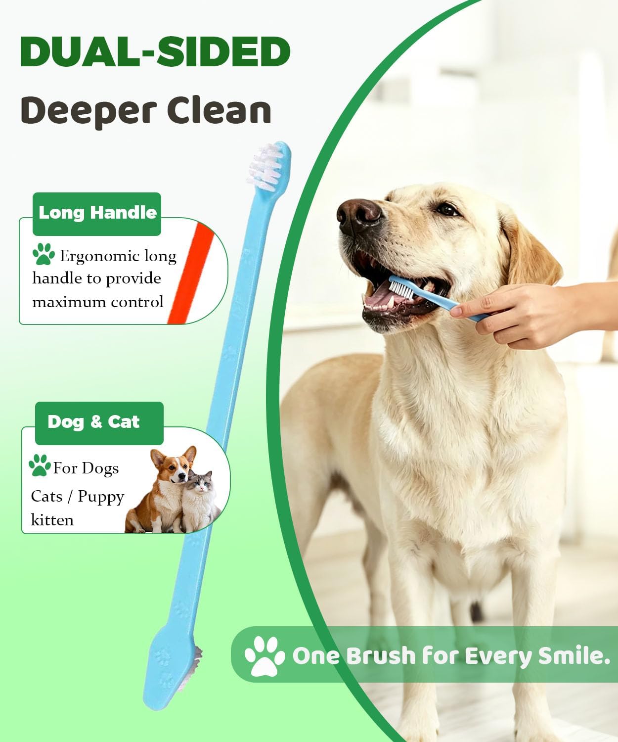 10 Pieces Pet Toothbrush Set for Medium Large Dogs, Extra Long Double-Ended Dog Toothbrush with 360° Brush, Soft Bristle Dental Care Kit with Finger Brushes, Pet Teeth Cleaning Supplies (Multicolor)