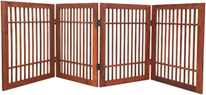 Urnporium Freestanding Wooden Dog Gate for Doorways – Foldable Acacia Wood Pet Gate, No Drill Portable Indoor/Outdoor Puppy Fence Barrier (White Pet Gate, 3 Panel 24" Tall)