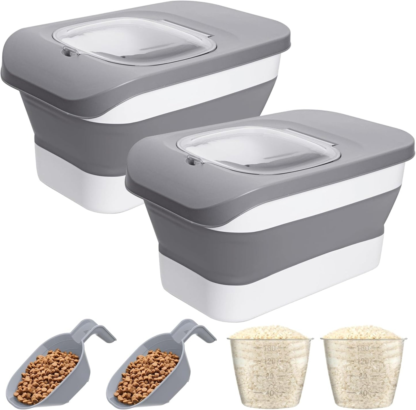10-13 Lbs Dog Food Stroage Container, Collapsible Dog Food Containers with Airtight Lid, Pet Food Scoop, Pet Food Storage Container Dry Food for Dog, Cat and Other Pets
