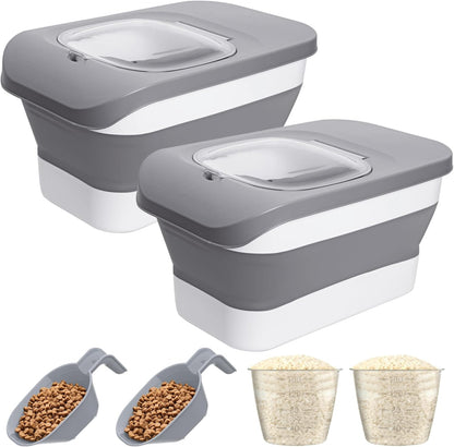 10-13 Lbs Dog Food Stroage Container, Collapsible Dog Food Containers with Airtight Lid, Pet Food Scoop, Pet Food Storage Container Dry Food for Dog, Cat and Other Pets