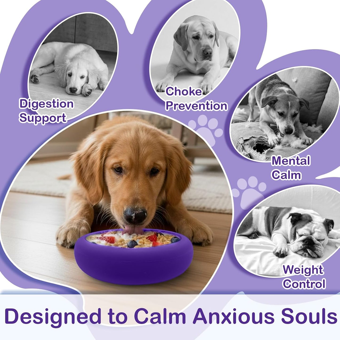 Dog Lick Bowl, BPA Free Silicone Slow Feeder Licking Mat with Strong Suction for Dog, Non-Slip Freeze Licking Bowl for Anxiety Relief & Boredom, Dishwasher(Blue, Large)