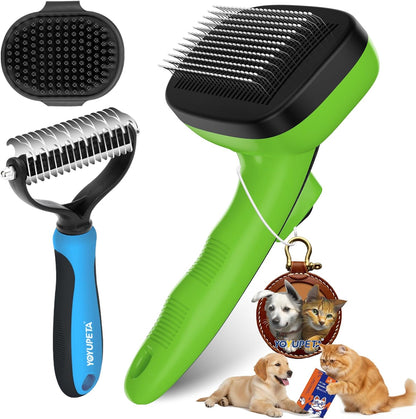 Cat Brushes for Indoor Cats - Self Cleaning Slicker Brush for Shedding Short & Long Haired Dogs, Skin Friendly Deshedding Grooming Tool to Removes Loose Fur, Mats,Tangles & Undercoat, Gray