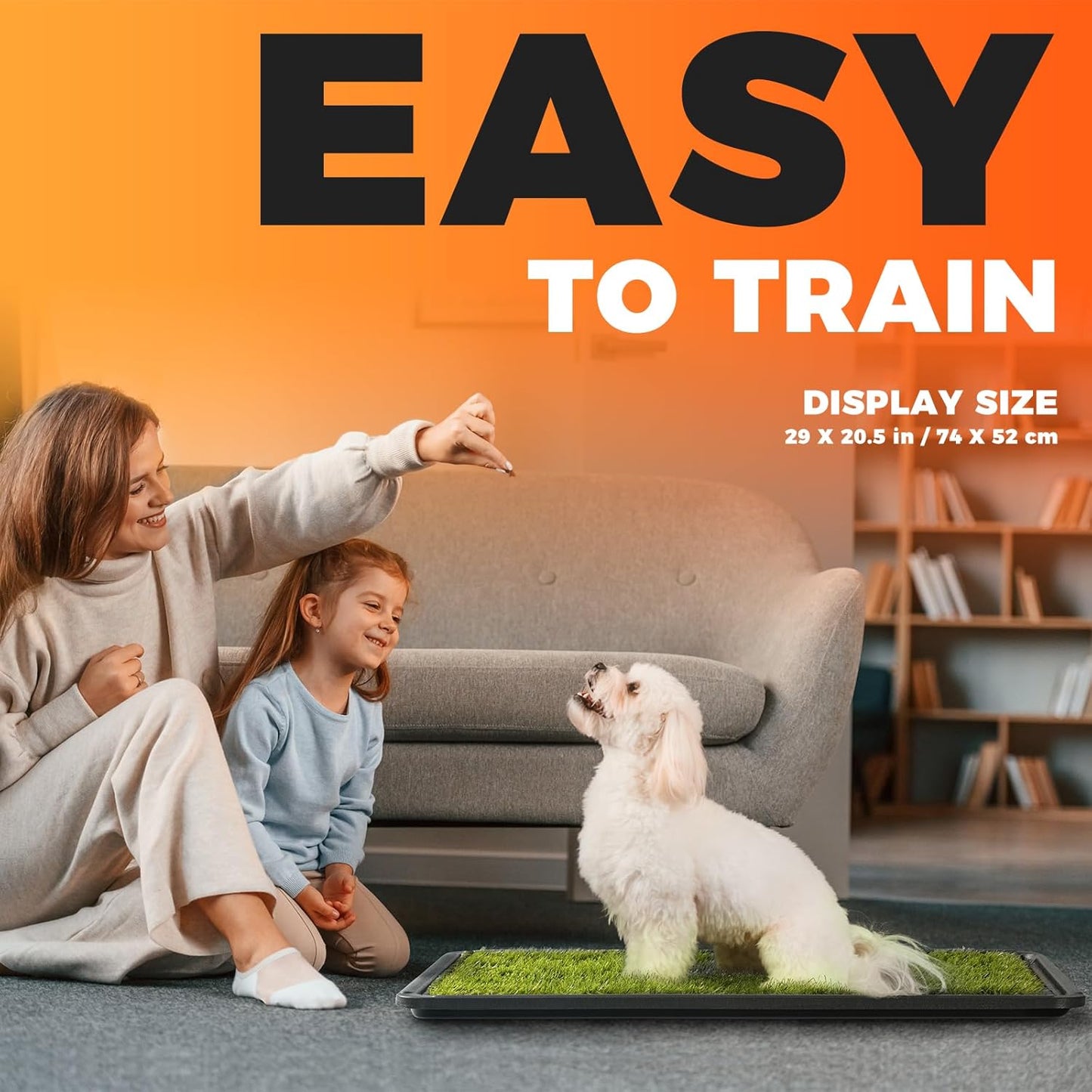 Hompet Dog Grass Pad with Tray Large, 35"x22.5", 2 Reusable Artificial Turf for Dogs Potty, Waterproof Non-Slip Washable Pee Pads, Quickly Absorbency Portable Dog Litter Box for Indoor/Outdoor Use