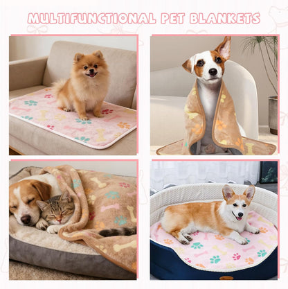 YUEPET Waterproof Dog Blankets, 2 Pack Washable Dog Blankets for Bed Couch Sofa Protector Fleece Flannel Puppy Blanket Soft Plush Reversible Throw Blanket for Small Dogs Puppy Cat 23"×16"(Purple+Pink)