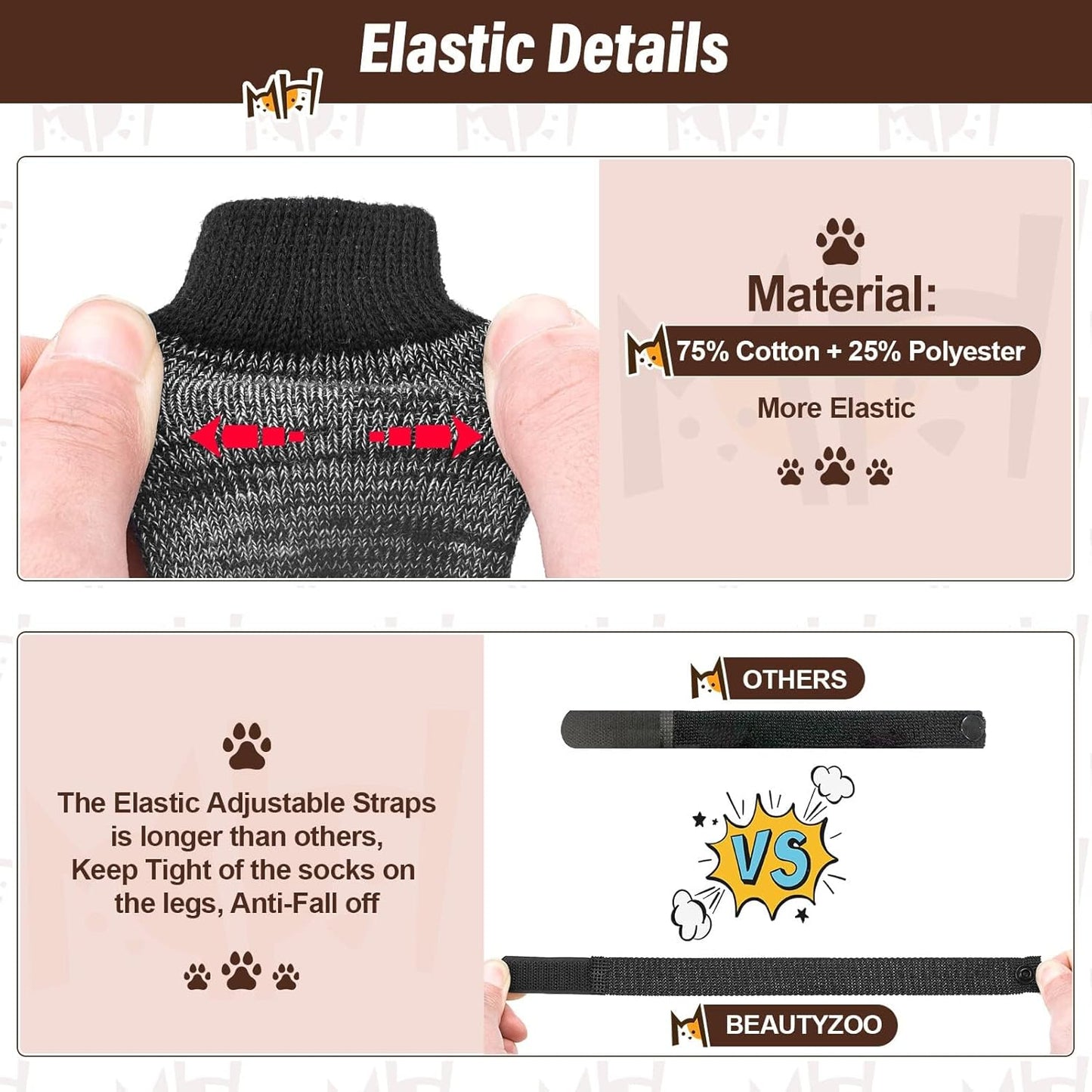BEAUTYZOO Anti-Slip Dog Socks,Dog Shoes for Hot/Cold Pavement,Paw Protectors with Grips 3 Pairs for Puppy Small Medium Large Senior Old Dogs,Dog Socks to Prevent Licking and Hardwood Floor Protection
