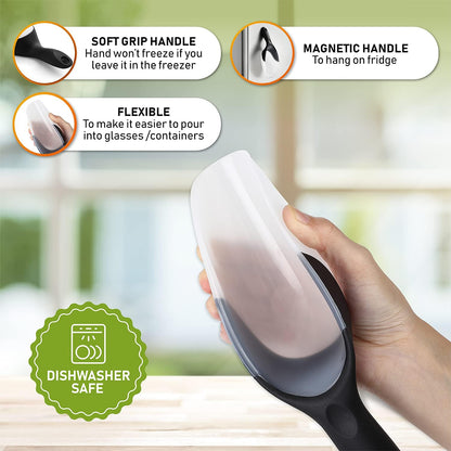 Spring Chef Dog Food Scoop, Contoured Translucent Flexi-Plastic Pet Food Scooper with Soft Grip Handle, Kitchen Magnetic Ice Scoop for Freezer, Ice Machine, Popcorn, Flour, Coffee Bean - Mint