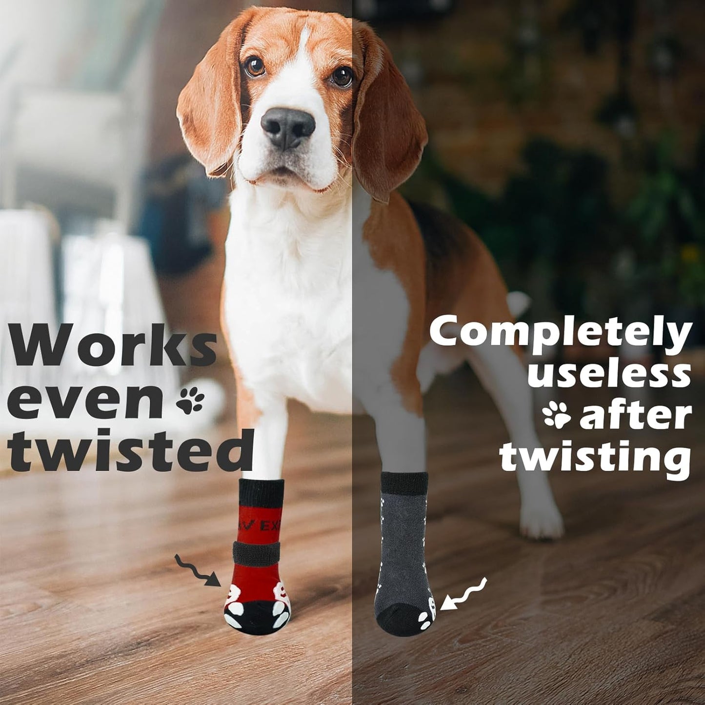EXPAWLORER 6Pcs Anti-Slip Dog Socks to Prevent Licking Paws,Dog Shoes for Hot Pavement,Dog Booties Traction Control on Hardwood Floor,Boots & Paw Protectors, for Puppy Small Medium Large Senior Dogs