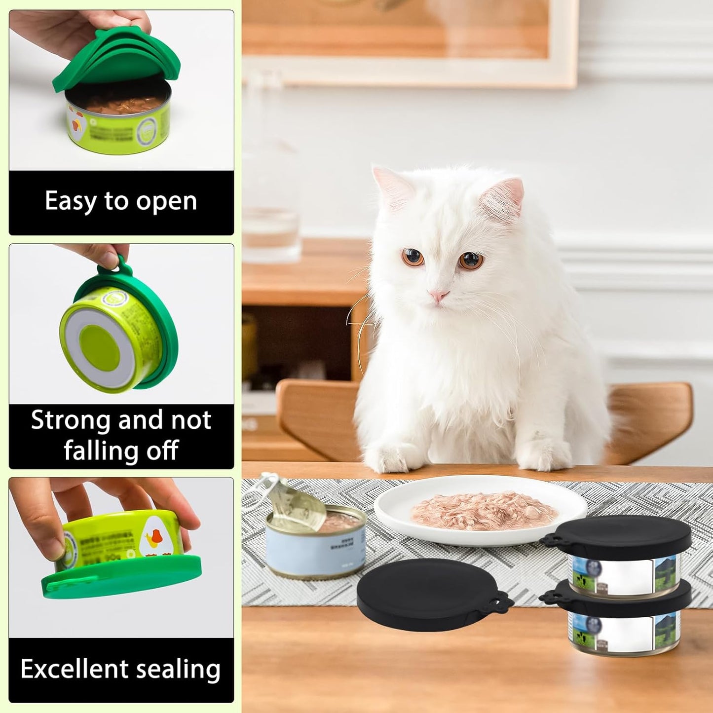 PINE & LINEN 4 Pcs 2.5inch Durable Pet Can Lids, Silicone Small Pet Can Covers Waterproof Cat Food Cans Lids for 3 oz Cat Food Cans（Yellow+Red+Pink+Blue）