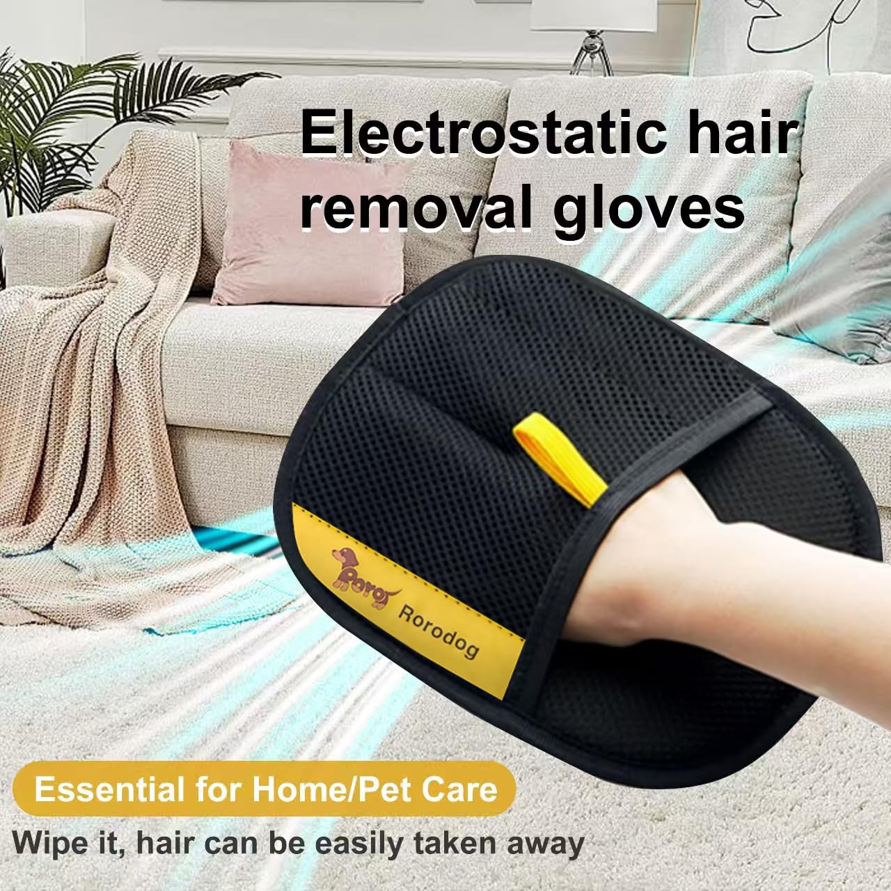 3-Pack Magic Brush Pet Hair Removal Gloves with A Hair/Lint Removal Tool – Remove Cat/Dog Fur from Clothing, Furniture, Car Seats, Bedding & Carpet