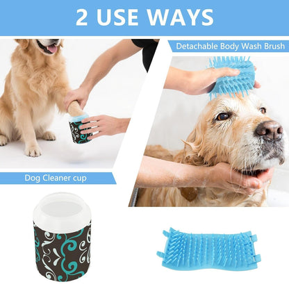 Dog Paw Cleaner Cups for Dogs Pet Foot Washer Paw Scrubber for Medium Small Dogs Cats Cleaning Cup Cute Yellow Fiesta Guitars Cacti and Ethnic Birds