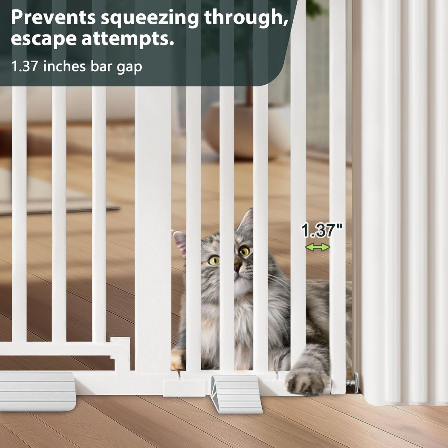 51'' Extra Tall Cat Gate for Doorways 30-40.9'' Wide, Climb Proof Pet Dog Gates for Kitten Dogs, Pressure Mounted No Drilling Cats Fence Barrier White