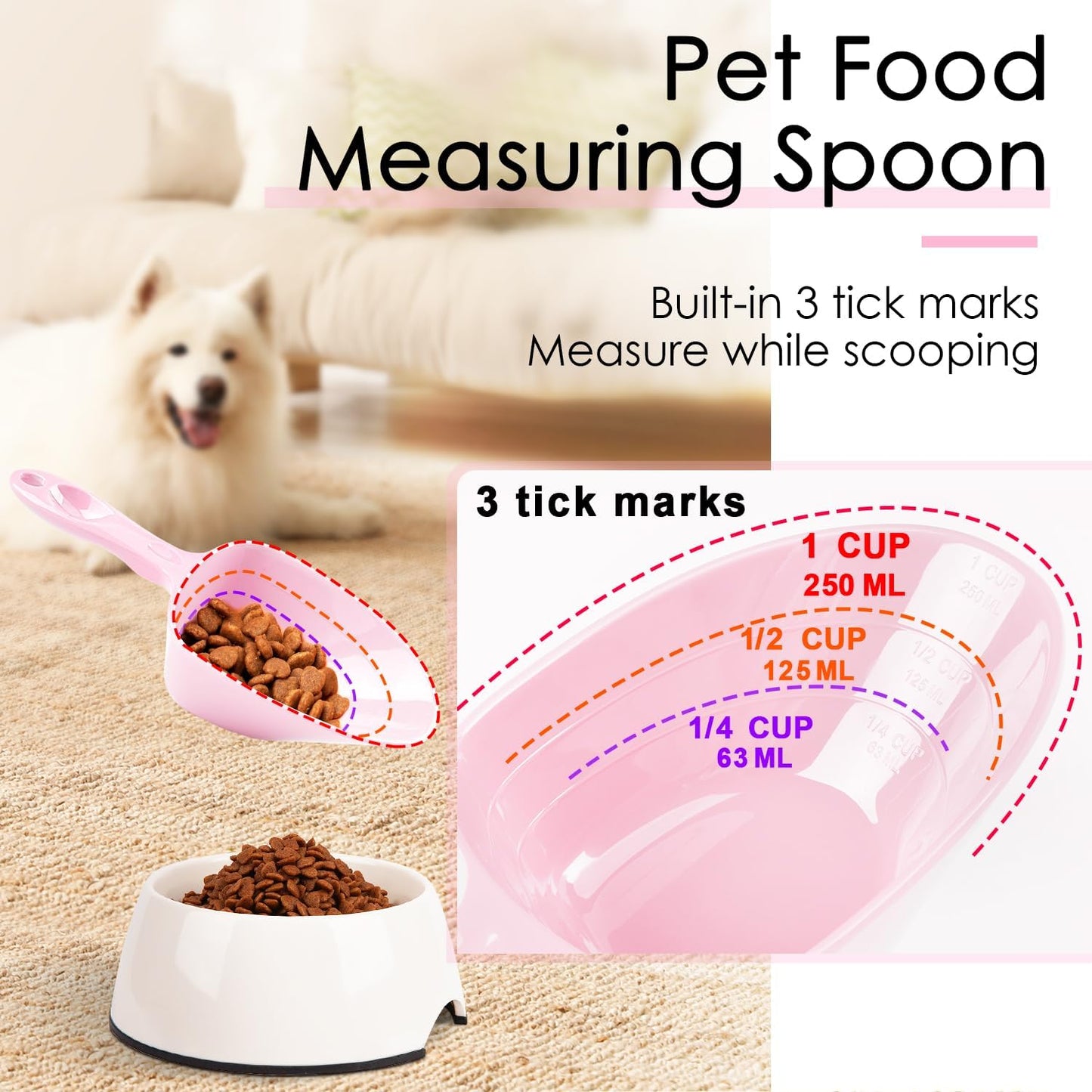 1-Cup Melamine Pet Food Scoop — Precise Feeding & Weight-Management Measuring Scoop for Dogs & Cats, BPA-Free, Durable, Dishwasher-Safe (Baby Blue)