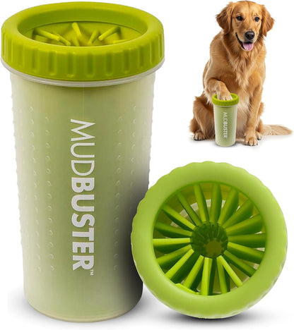 Dexas MudBuster Medium Dog Paw Cleaner in Fuchsia - Fits 1.5"-2.5" Wide Paws, Portable Paw Washer for Muddy Paws, Dog Paw Cleaning Cup with Gentle Silicone Bristles, Quick Clean Pet Paw Washer
