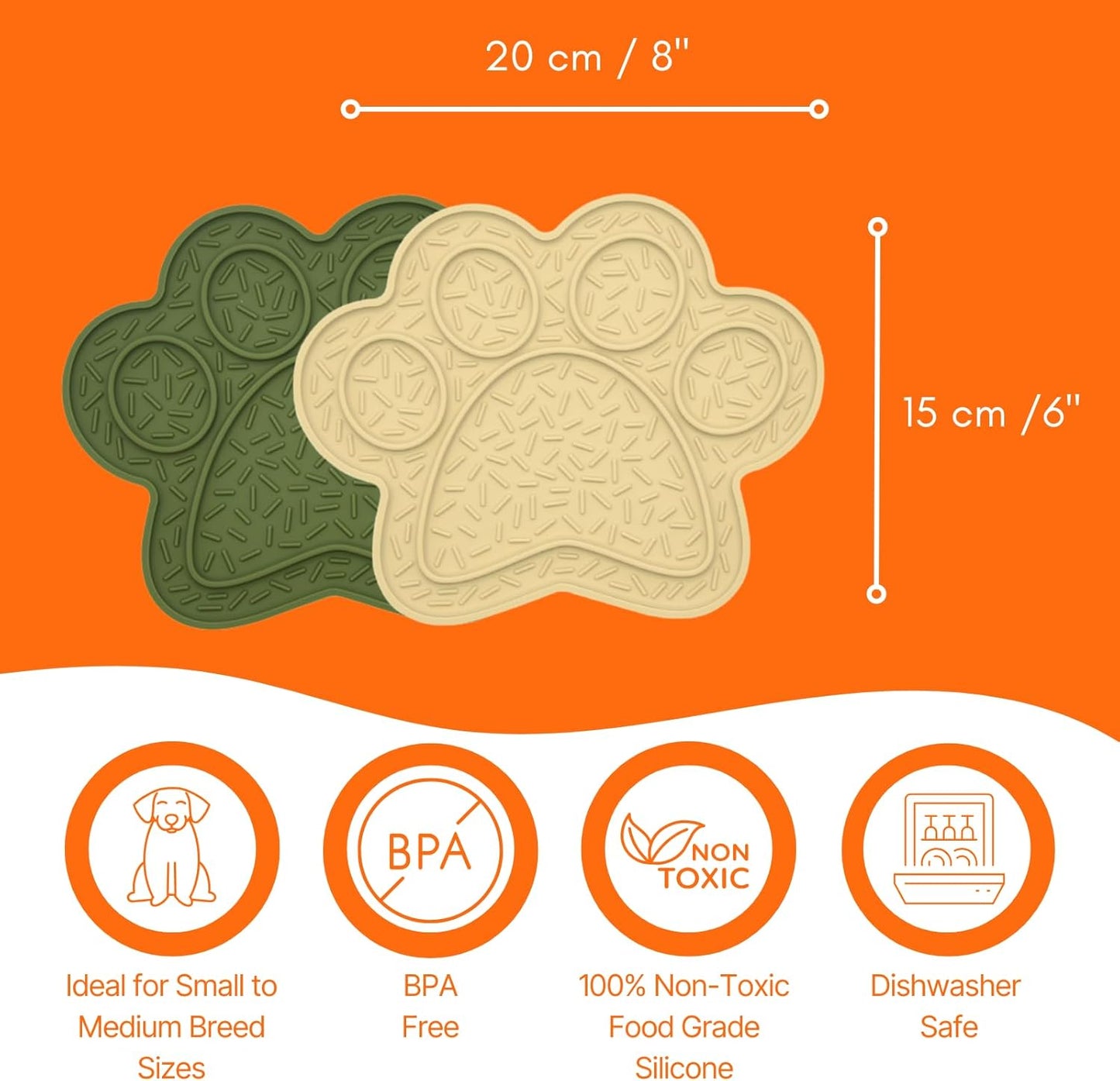 Lick Mat for Dogs, DOOGUES Slow Feeder Mat for Anxiety Relief, Non-Slip Suction Cups, Easy to Spread with Peanut Butter, Yoghurt, or Treats, Suitable for Small, Medium, and Large Dogs (Beige)