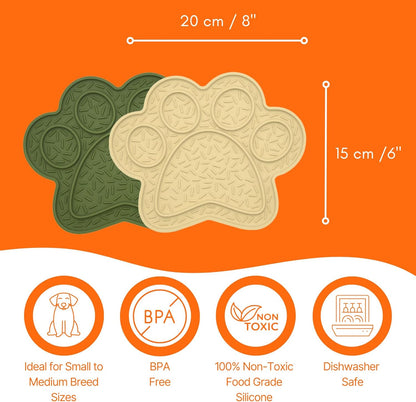 Lick Mat for Dogs, DOOGUES Slow Feeder Mat for Anxiety Relief, Non-Slip Suction Cups, Easy to Spread with Peanut Butter, Yoghurt, or Treats, Suitable for Small, Medium, and Large Dogs (Beige)