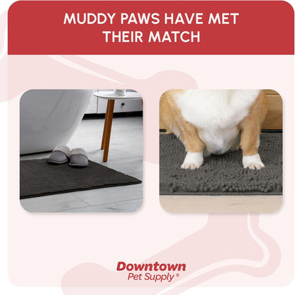 My Doggy Place Dog Mud Mat, 36"x26" Ash – Thick Microfiber Entry Rug for Snow, Mud & Salt – Absorbent, Quick-Dry, Washer-Safe & Non-Slip, Large