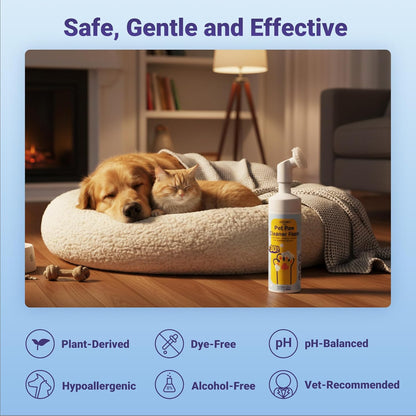 Paw Cleaner for Dogs and Cats, No-Rinse Puppy Paw Washer, Larger 7oz Dog Foaming Foot Cleanser with Scrubber Brush for Dirty Paws, Safe and Hypoallergenic, Dog Essential and Grooming Supplies