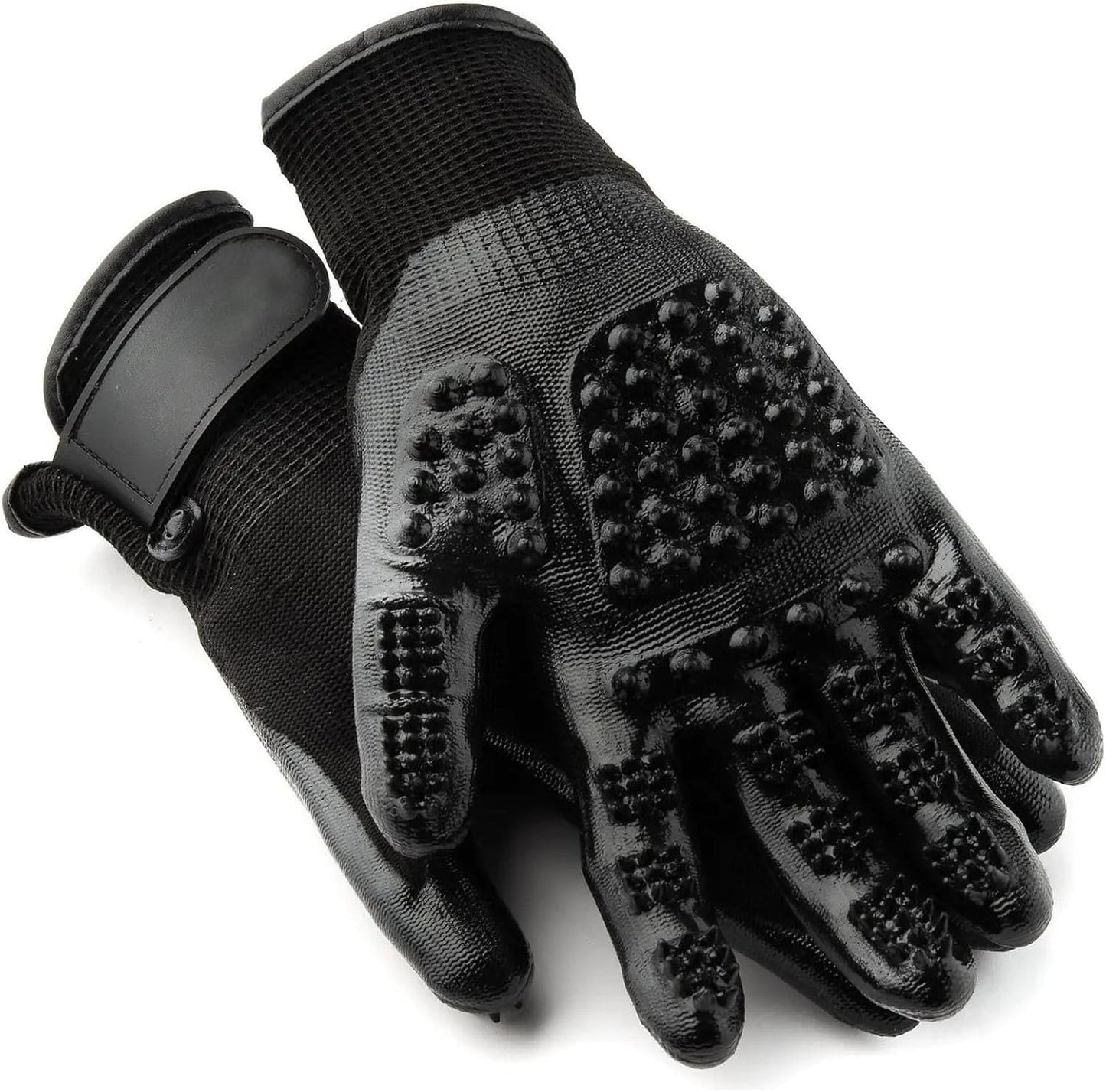Pet Grooming Glove – Patented Rubber-Massage Shedding Bath & Hair Remover for Dogs, Cats & Livestock – Lightweight, Flexible, Secure Fit (Cyan&Black)