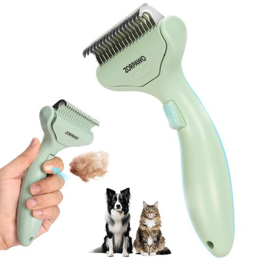 Undercoat Rake & Self-Cleaning Deshedding Brush for Dogs & Cats, Removes Mats & 95% Loose Hair, Grooming Tool for Long Hair Pets - Orange
