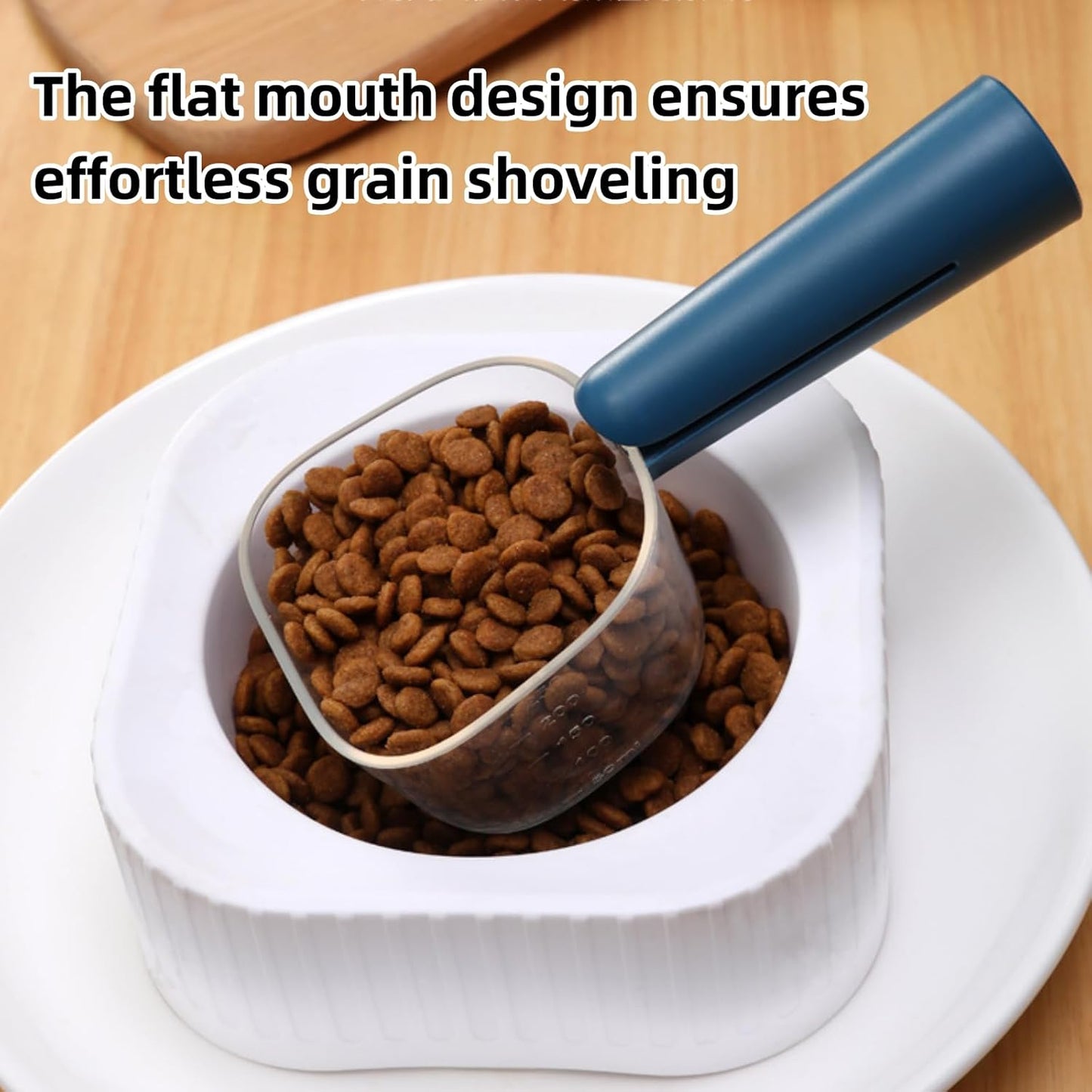 Pet Cat Dog Food Scoop, Dog Cup Capacity Cat Food Scooper With Sealing Clip, Puppy and Cat Coffee Bean, Flour Scoop Grey