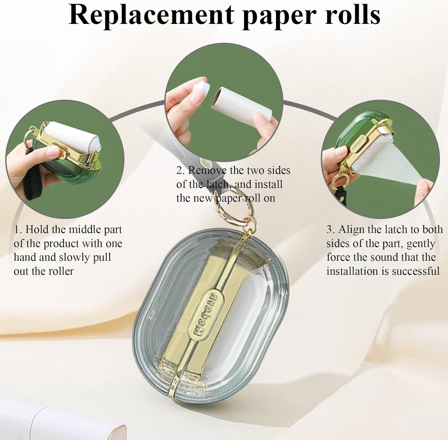 Double-Sided Travel Portable Lint Roller with Hand Strap, Reusable Mini Extra Sticky Dog Cat Pet Hair Remover, Luxury Lint Remover for Clothes Bag Dust Fuzz Fur with 4 Refills, Grey