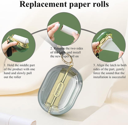 Double-Sided Travel Portable Lint Roller with Hand Strap, Reusable Mini Extra Sticky Dog Cat Pet Hair Remover, Luxury Lint Remover for Clothes Bag Dust Fuzz Fur with 4 Refills, Grey