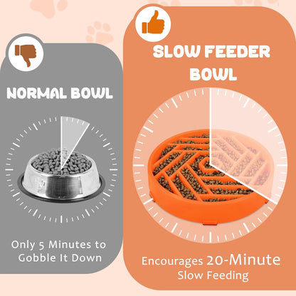 WHIPPY Slow Feeder Dog Bowl, Puzzle Maze Design to Slow Down Eating, 3-Cup Capacity, Anti-Gulping Food Bowl for Medium & Large Dogs,Black