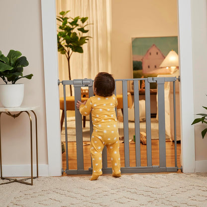 Safety 1st Easy Install Walk Thru Baby Gate for Doorway With Door, Dog Gates, Fits 29"-38", Easy Install 28" Tall, White