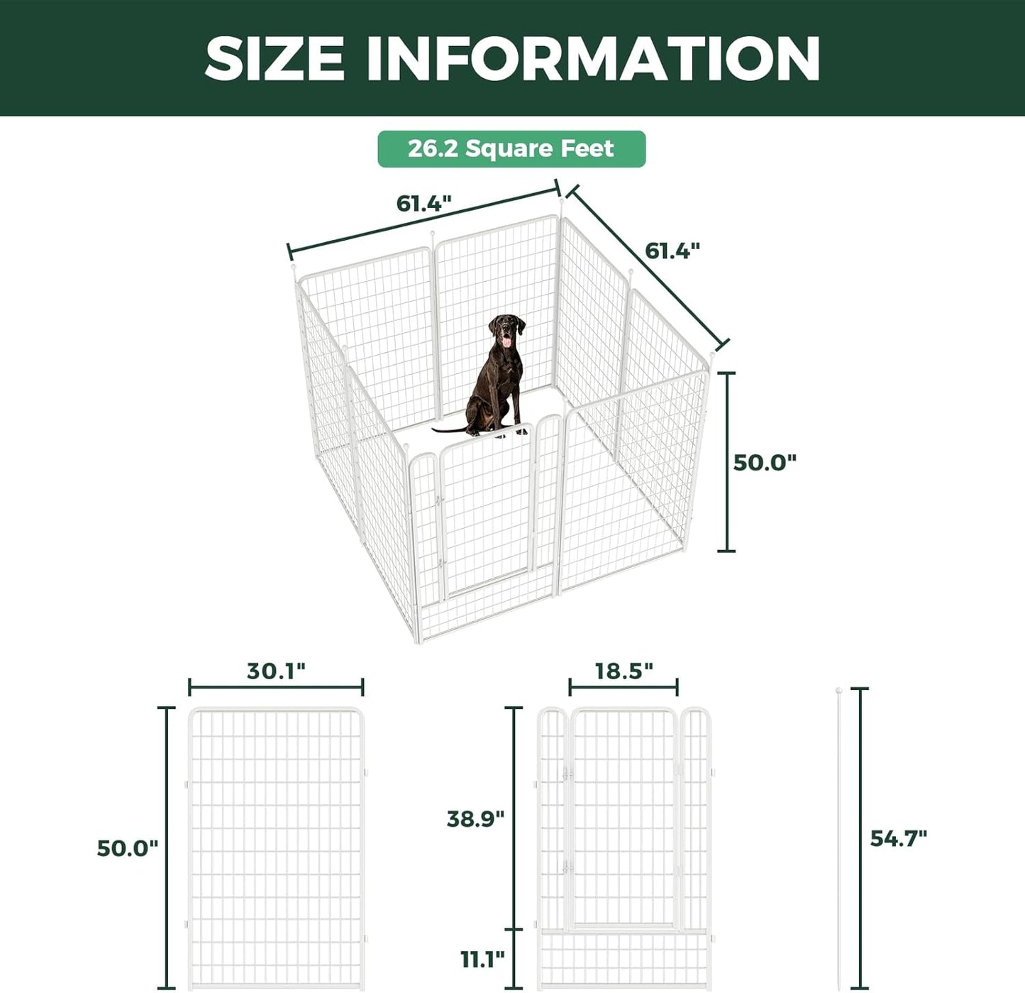 FXW Rollick Unleashed Dog Playpen for Indoor, Yard, RV Camping, 24 inch 8 Panels for Small and Puppy Dogs, Black│Patented