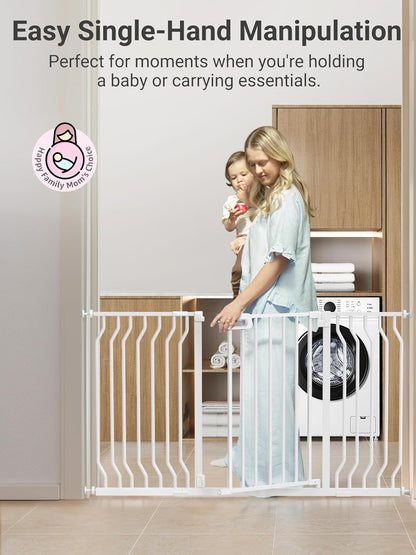 Mom's Choice-GROWNSY Baby Gate for Stairs, 30.5"-43" Pressure Mounted Pet Gate for Doorways-Auto Close Dog Gate for The House-Easy Installation & Walk Thru Wide Safety Gate, Black