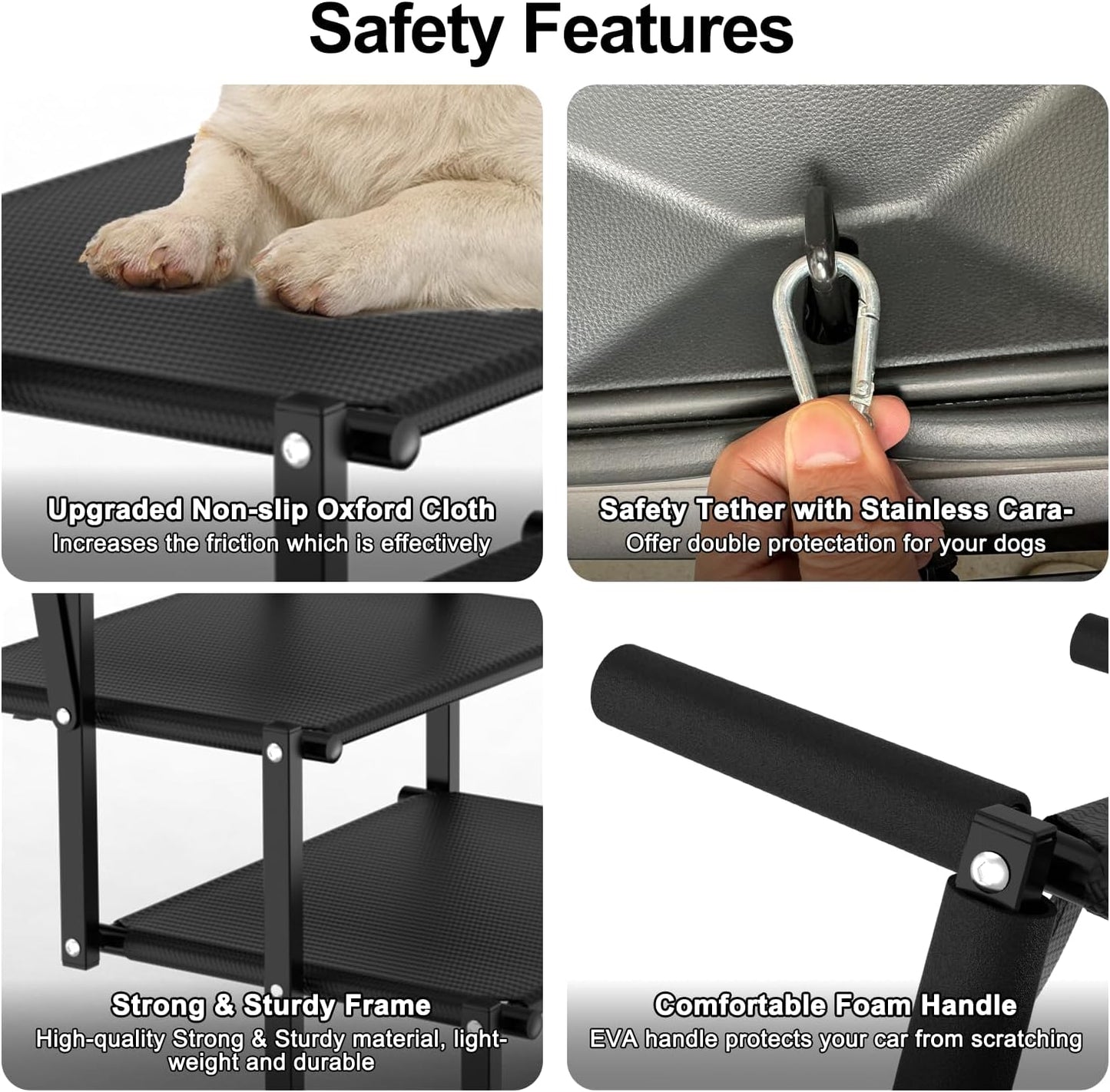 Extra Wide 5 Steps Dog Stairs for Large Dogs, Foldable DogRamp for Car with Non-Slip Surface, Pet Stairs DogStairs for car, Dog Steps for Cars, SUV, High Beds, Truck, Supports up to 250 lbs