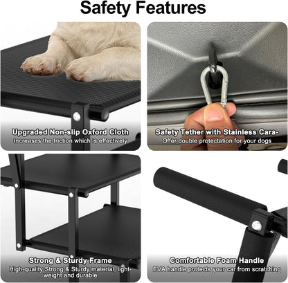 Extra Wide 5 Steps Dog Stairs for Large Dogs, Foldable DogRamp for Car with Non-Slip Surface, Pet Stairs DogStairs for car, Dog Steps for Cars, SUV, High Beds, Truck, Supports up to 250 lbs