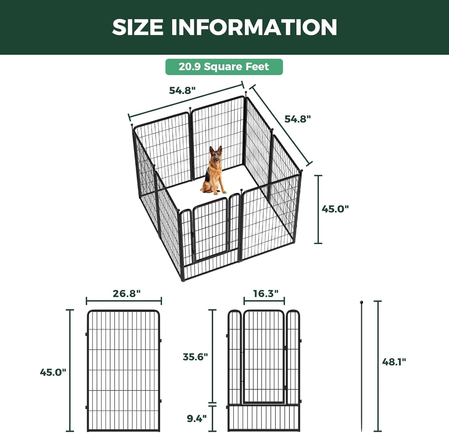 FXW Rollick Unleashed Dog Playpen for Indoor, Yard, RV Camping, 24 inch 8 Panels for Small and Puppy Dogs, Black│Patented