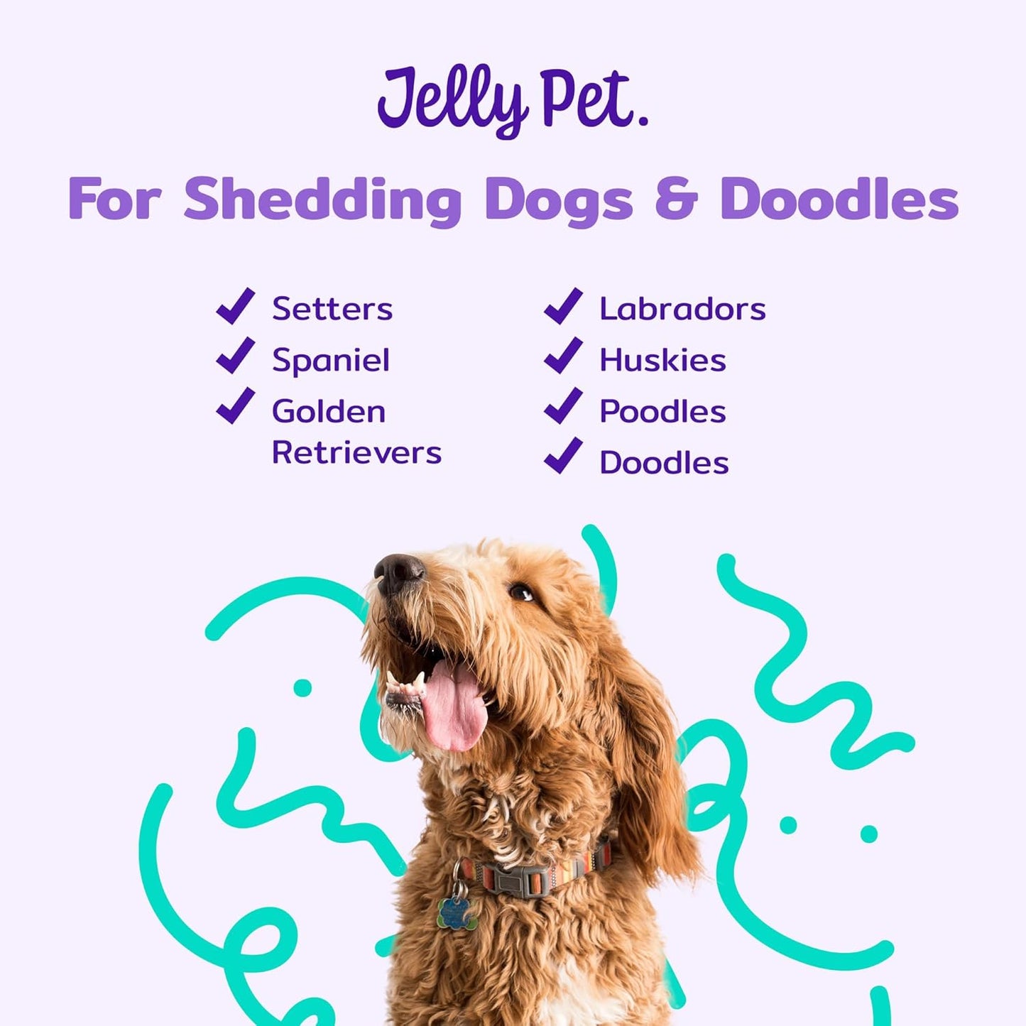 JELLY PET Pivoting Slicker Brush, Brush Head Moves, Soft Pin Slicker, Protects Skin, Prevents Irritation, Effortless Brushing of Shedding Dogs, Detangles and Desheds